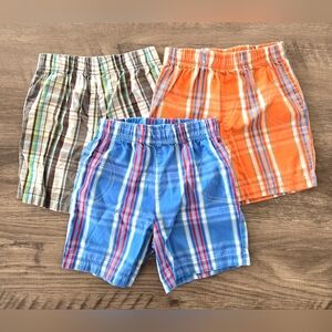 Set Of 3 Carter's Boy's Plaid Lightweight Pull On Shorts Size 24 Months